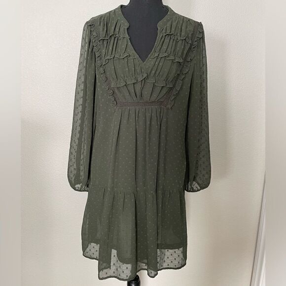 NWT Zara Lace Insert Dotted Mesh Dress - Picture 1 of 15